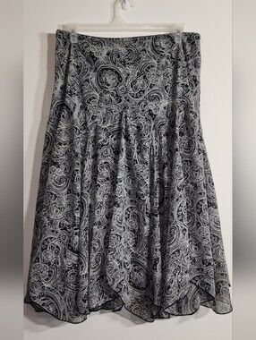 Black & White Paisley Swing Skirt XL